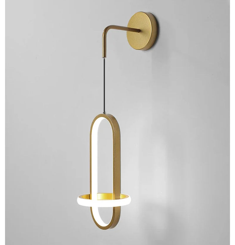 Modern LED Light Luxury Gold Ring Bedroom Bedside Lighting Nordic Living Room Simple Creative Aisle Corridor Sconce Decor Lamp