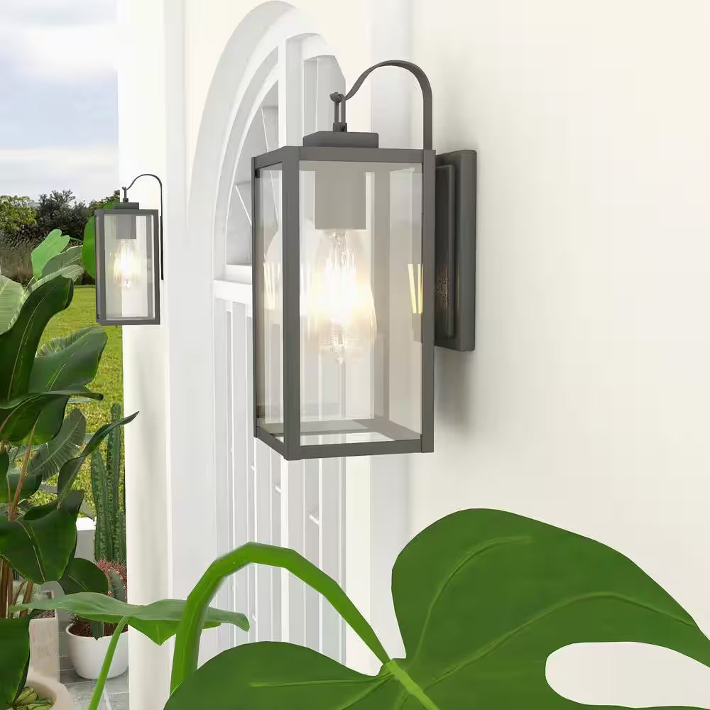 1-Light Matte Black Outdoor Wall Lantern Sconce