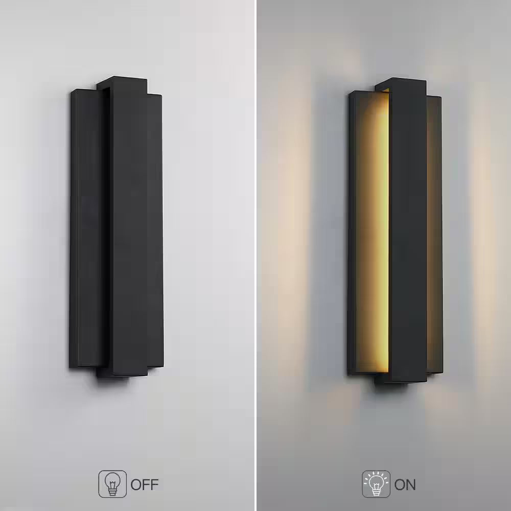 Reflect 18.7 In. Black Modern/Contemporary LED Outdoor Wall Light Lantern Sconce