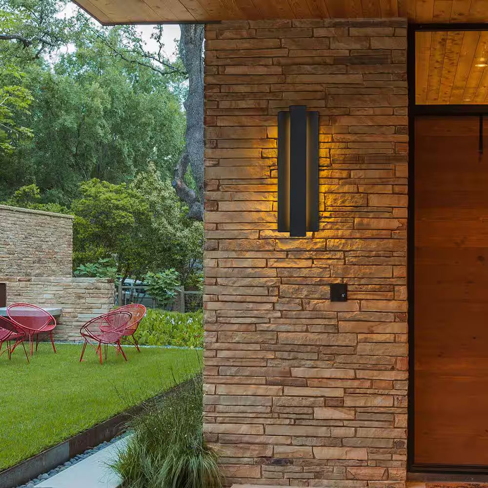 Reflect 18.7 In. Black Modern/Contemporary LED Outdoor Wall Light Lantern Sconce