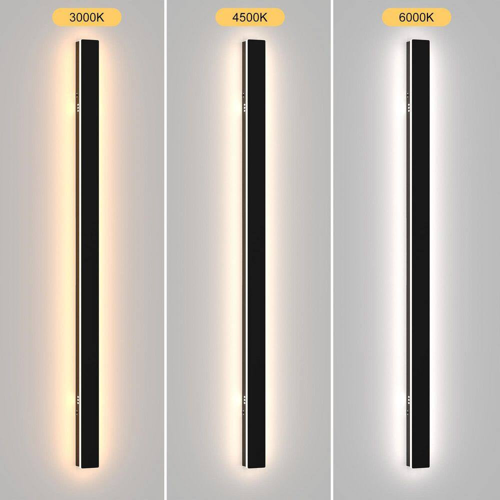 39 In. 30-Watt Black Outdoor Linear Waterproof 3000/4500/6000K Integrated LED Wall Lantern Sconce