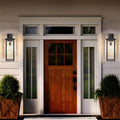 20 In. 2-Pack Black Motion Sensing Dusk to Dawn Outdoor Hardwired Wall Lantern Sconce Clear Glass with No Bulbs