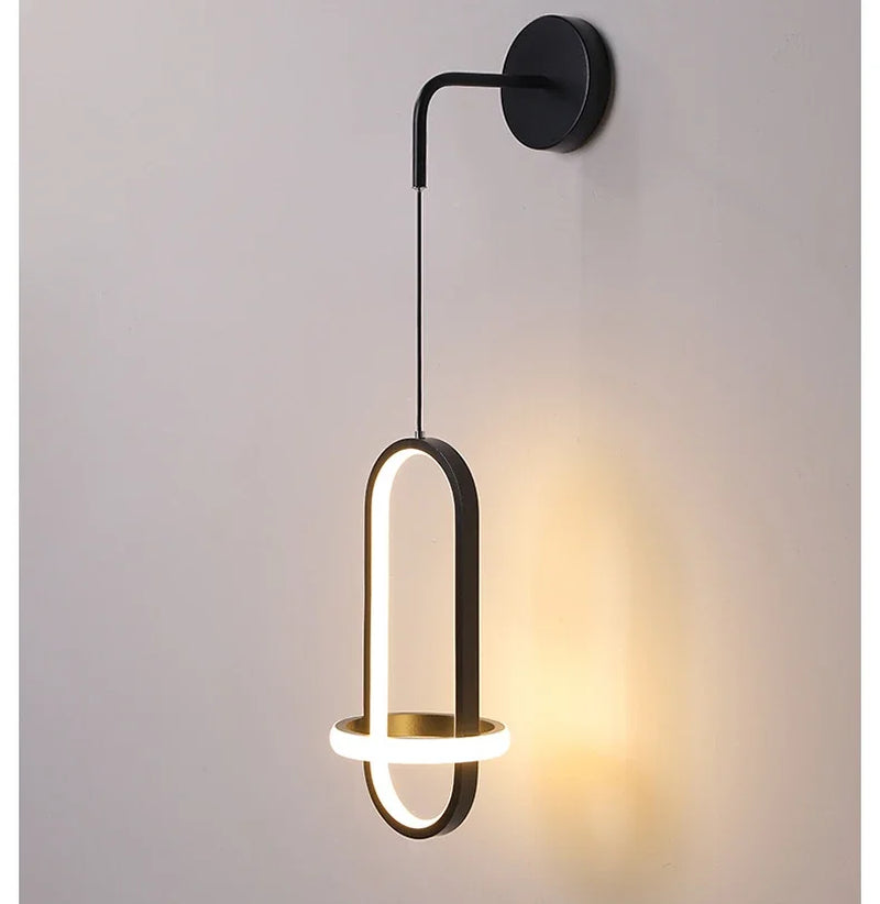 Modern LED Light Luxury Gold Ring Bedroom Bedside Lighting Nordic Living Room Simple Creative Aisle Corridor Sconce Decor Lamp