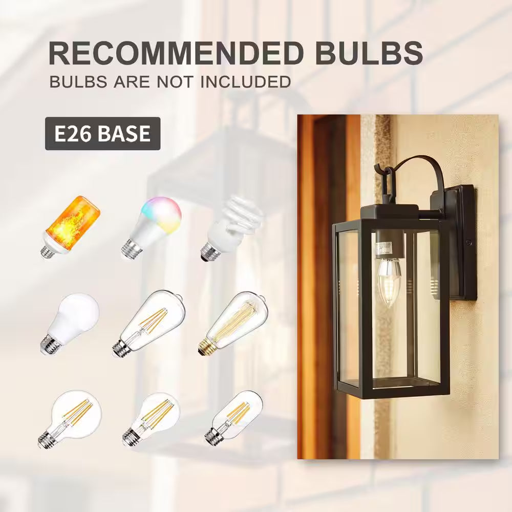 1-Light Matte Black Outdoor Wall Lantern Sconce