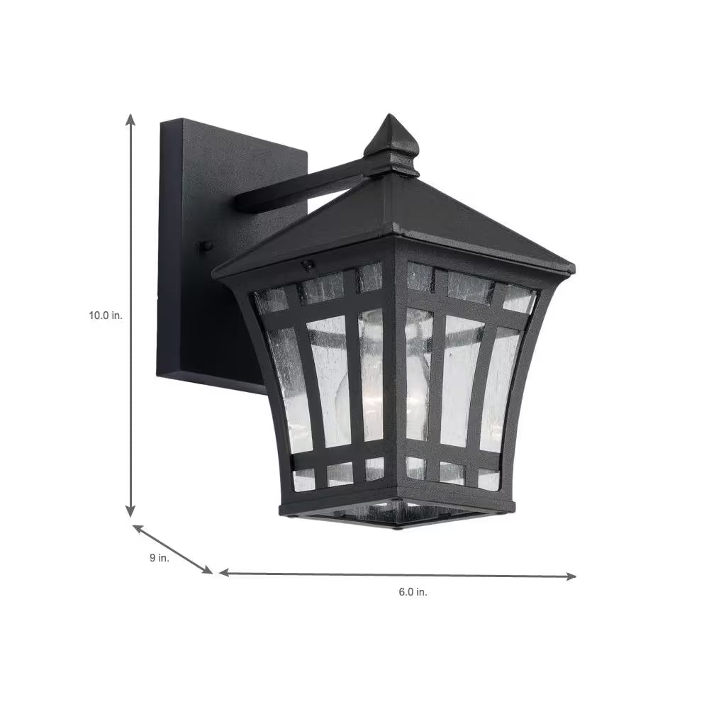 Herrington 1-Light Black Outdoor Wall Lantern Sconce