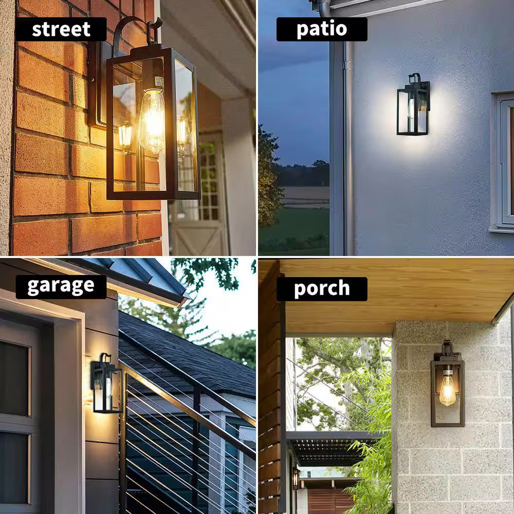 1-Light Matte Black Outdoor Wall Lantern Sconce