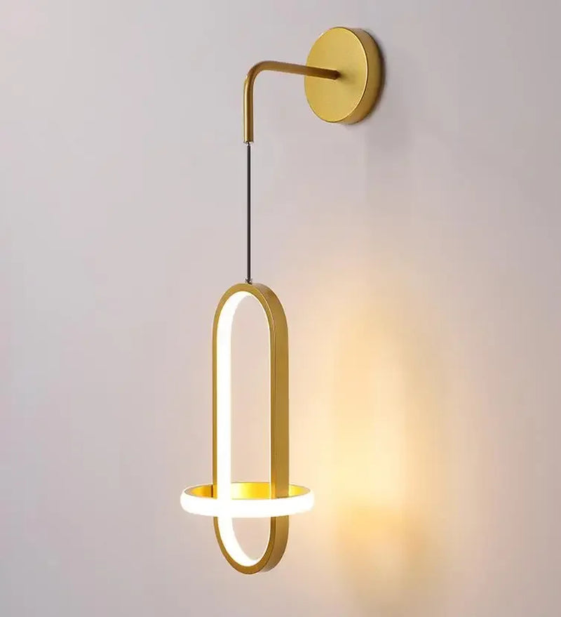 Modern LED Light Luxury Gold Ring Bedroom Bedside Lighting Nordic Living Room Simple Creative Aisle Corridor Sconce Decor Lamp