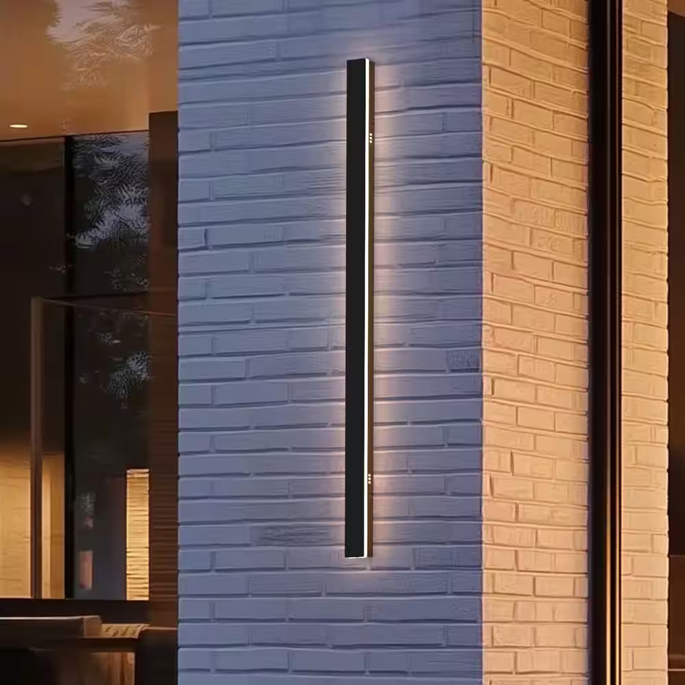 39 In. 30-Watt Black Outdoor Linear Waterproof 3000/4500/6000K Integrated LED Wall Lantern Sconce